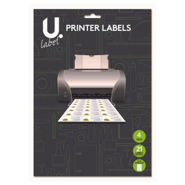 Printer Labels, 4 Sheets of 21 Labels Printer Labels, 4 Sheets of 21 Labels
